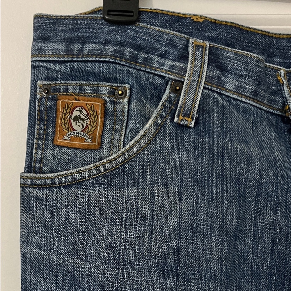 Cinch Men's Medium Blue Straight-Leg Jeans with Leather Patch